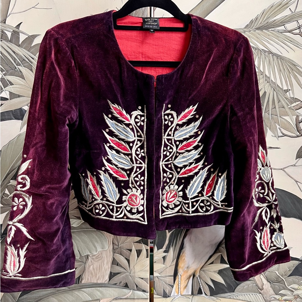 Embroidered Purple Velvet Jacket